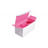 Scatola da 2 cupcake, inserto fucsia (100 pcs)