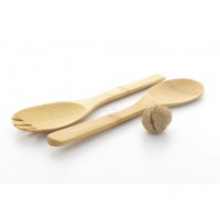 Posate da servizio in bambù, cucchiaio e forchetta, 25 cm (100 pcs)