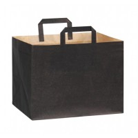 Shopper con manici carta nera, base larga 32 x 24 x 22 cm
