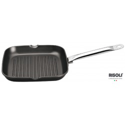 Bistecchiera 'PROFESSIONALE' induzione con manico inox - 26x26 cm (4 Pezzi)