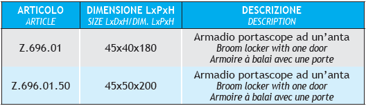 Armadio Portascope Zincoplastificato ad ante battenti - Dim. 60x40x180H cm.  Noce